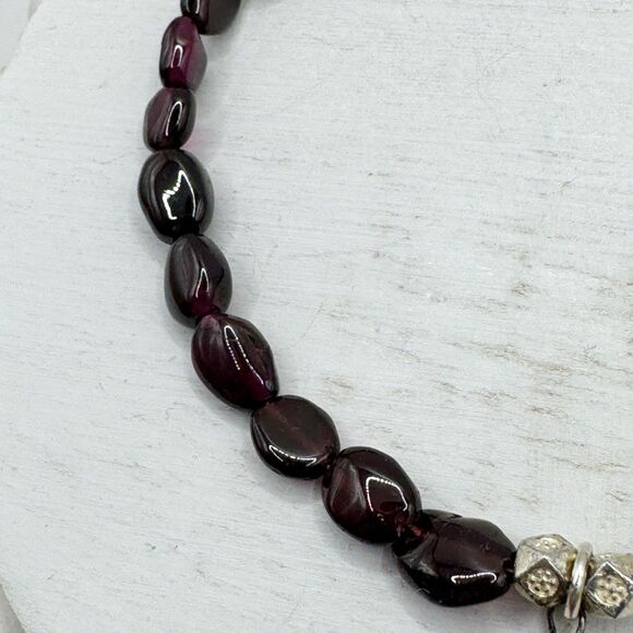 Garnet Beaded Bracelet Briolette Dangle Sterling Silver Clasp 7 1/2” Gem Stones - Picture 4 of 15
